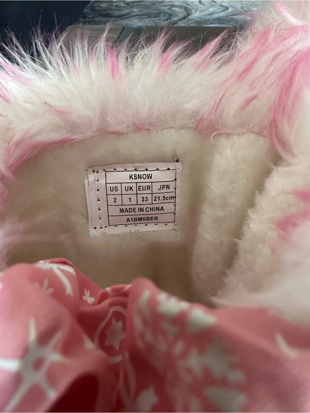 Kids Pink Faux-Fur Snow Boots - size 2